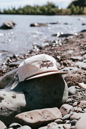 The Westy 5-Panel Hat Pale Peach/Maroon